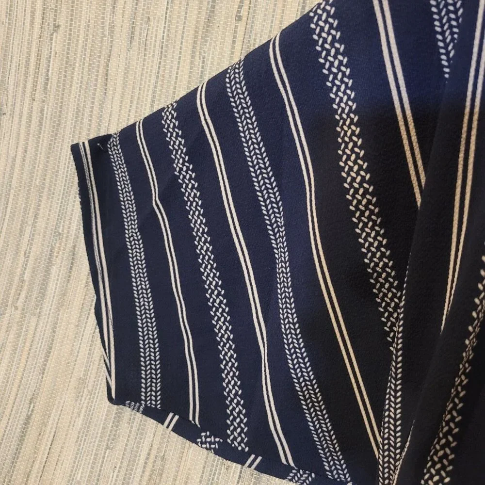 NWT Charlotte Russe V Neck Button Up Back Tie Striped Mini Dress Blue Size Small - Picture 5 of 12
